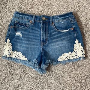 Aeropostale high rise size 0 shorts with side lace design.